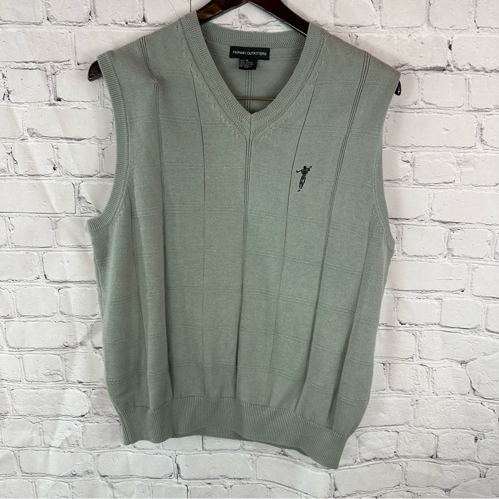 fairway outfitters Men's grey Sweater Vest sz M 100% cotton golf outdoor